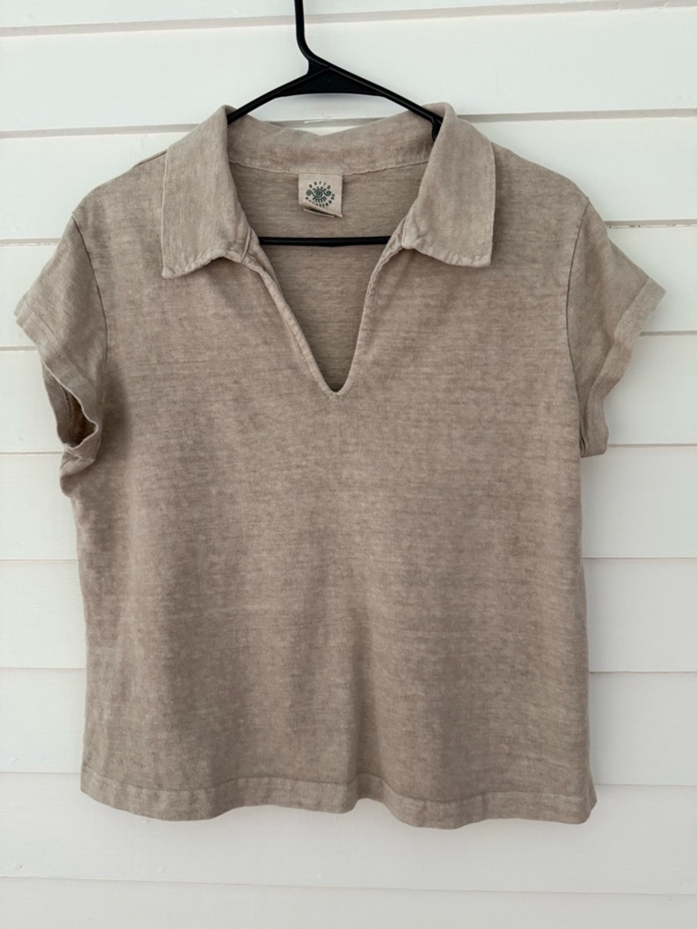 Earth Creations | Hemp Organic Cotton Polo Shirt Beige Short Sleeve XL